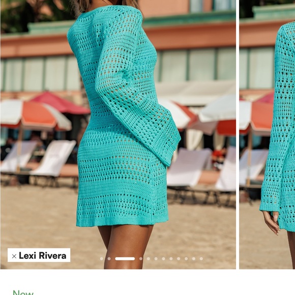 Turquoise Button-Up Crochet Cover-Up - Picture 2 of 4